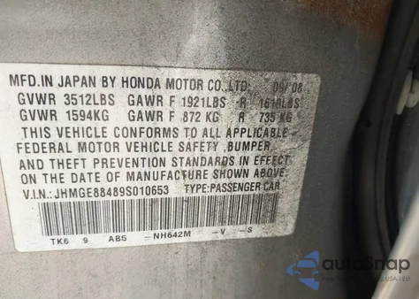 2009 Honda Fit Sport из США, поврежденный, VIN JHMGE88489S010653